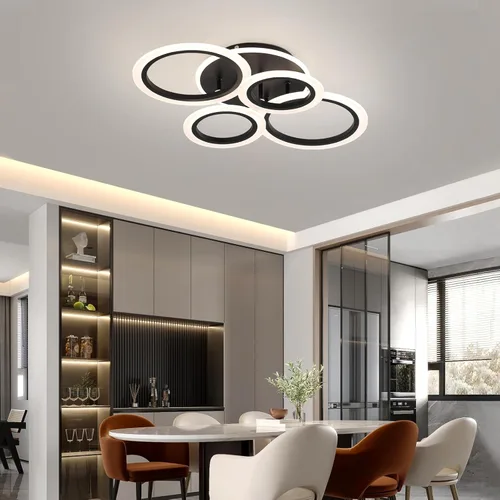 Miniatura 12 de STCH Lámpara de techo LED moderna regulable, lámpara de techo moderna de estrella de 25.6 pulgadas, lámpara de techo LED de montaje empotrado
