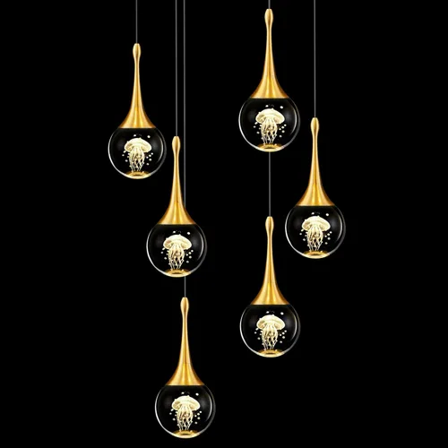 Miniatura 10 de CHYING Lámpara colgante dorada de cristal LED Iluminación colgante de medusa lágrima luces colgantes mini luces colgantes para isla de cocina, baño