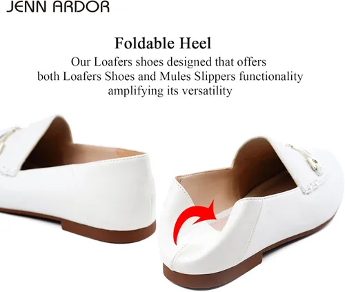 Miniatura 2 de JENN ARDOR Mocasines Penny para mujer, mocasines de moda, cómodos zapatos planos de conducción, Blanco