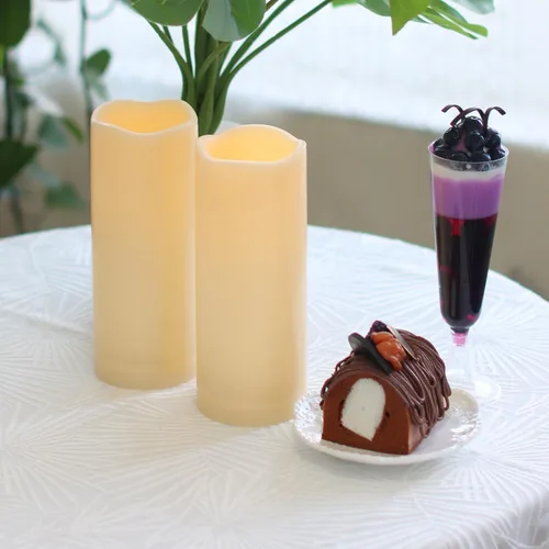 Miniatura 32 de 4 velas LED escalonadas sin flama, de pilas, impermeables, para exteriores, con temporizador, luz nocturna parpadeante de resina plástica, para Cera.