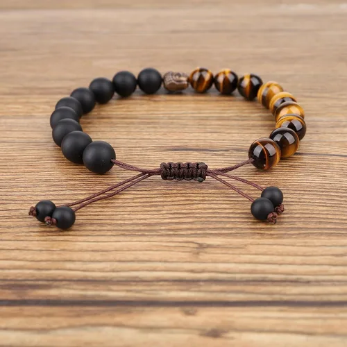 Miniatura 6 de COAI Pulsera de oración con cabeza de Buda de piedra para hombre y mujer