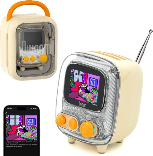 Miniatura 10 de Divoom Tiivoo-2 - Altavoz retro Bluetooth con radio FM, arte de píxeles, mini, portátil, inalámbrico, pequeño, de diseño vintage, adecuado para Rosa