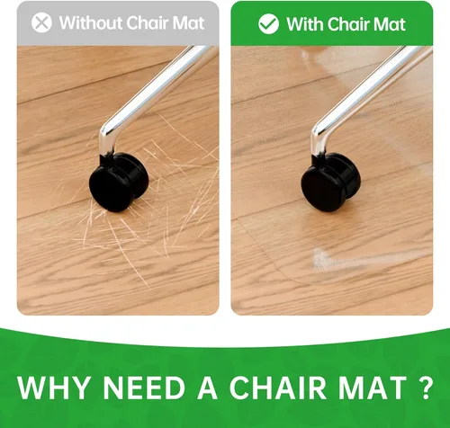 Miniatura 2 de 100pointONE Tapete para silla de oficina para suelos de madera dura, tapete para silla de computadora de fácil deslizamiento, protector de suelo