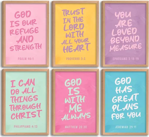 Miniatura 13 de Conjunto de 6 impresiones de pared de lona cristiana para guardería, versículos bíblicos para niños, citas inspiradoras, pintura, imagen, decoración