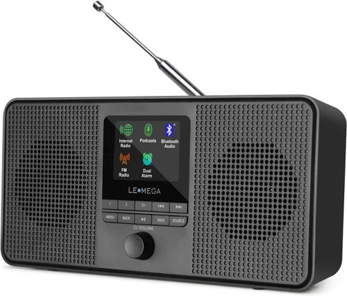 LEMEGA IR4S Radio WiFi de Internet Estéreo, Radio Digital FM, Spotify Connect, Altavoz Bluetooth, Reloj de Alarma Dual, 40 Preajustes, Salida para