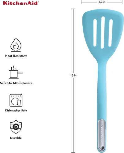 Miniatura 3 de KitchenAid Espátula ranurada de silicona, Aqua Sky