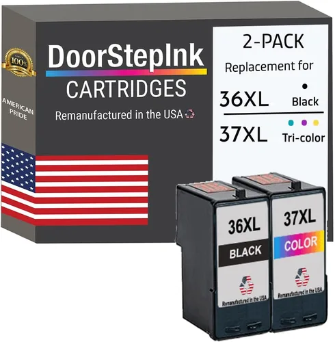 DoorStepInk Cartucho de tinta remanufacturado en Estados Unidos para Lexmark 36XL 36 XL / 37XL 37 XL 18C2170 Negro 18C2180 Color para Z Series Z2420