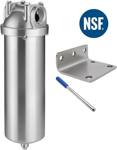 Miniatura 2 de NSF/ANSI 42 carcasa de filtro de agua de acero inoxidable para toda la casa, sistema de filtro de agua de sedimentos de 10 x 2.5 pulgadas para agua
