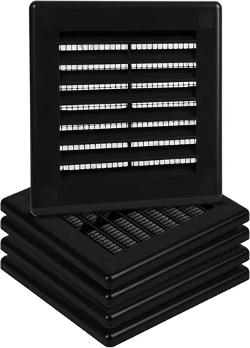 Miniatura 33 de Paquete de 2 cubiertas cuadradas de ventilación de aire de 4" x 4" (tamaño exterior) - Deflector de ventilación de plástico negro - Malla