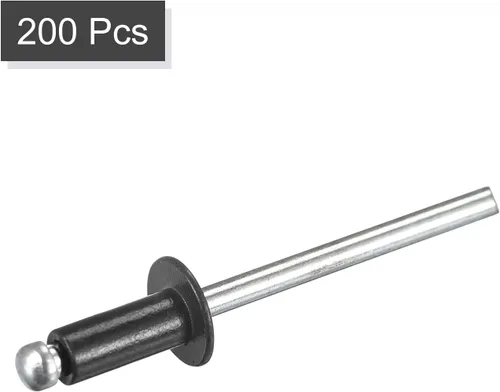 Miniatura 3 de uxcell Remaches ciegos de aluminio, 0.126 in x 0.197 in (1/8 pulgadas x 13/64 pulgadas), remache de extremo abierto, cabeza redonda plana para unir