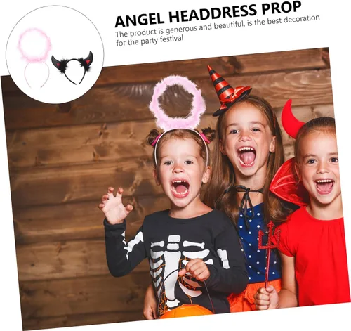 Miniatura 8 de NOLITOY 18 Pcs Halloween Headband Ox Horn Buckle Devil Horns Headband Horn Cosplay Headband Devil Headband Kids Hair Accessories Angel Headdress