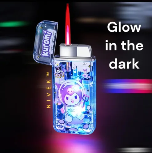 Miniatura 2 de NIVEK Luz LED Cool Transparente Encendedor Que Brilla En La Oscuridad Iluminación Gatito KT Gato Kulomi Carácter Japonés Kawaii Llama Rosa