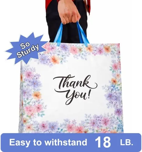 Miniatura 5 de Infinite Pack Bolsas grandes de mercancía de agradecimiento con asa de lazo, bolsa de boutique brillante, refuerzo inferior de 3 pulgadas y 3 mil