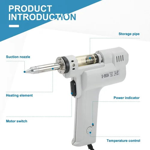 Miniatura 2 de Pistola desoldadora S-993A 110V 100W 50HZ Pistola desoldadora eléctrica Pistola succionadora de soldadura Pistola succionadora de estaño con bomba