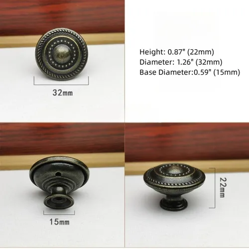 Miniatura 6 de Pomo de cajón negro antiguo de un solo agujero, disco antiguo americano, accesorios de gabinete de aleación de zinc para tiradores de cocina y baño
