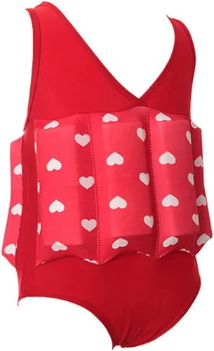 Miniatura 2 de Traje de baño flotante de una pieza para niña y niño, con flotabilidad ajustable, chaleco salvavidas Corazón rojo