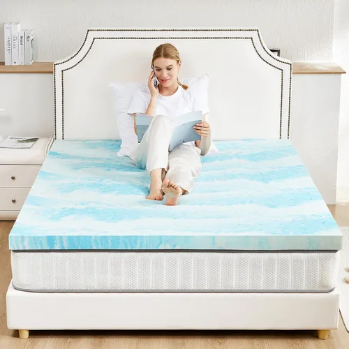 Miniatura 7 de Cubrecolchón Twin XL - Espuma viscoelástica de 2 pulgadas con infusión de gel refrescante para el dolor de espalda, certificado CertiPUR-US