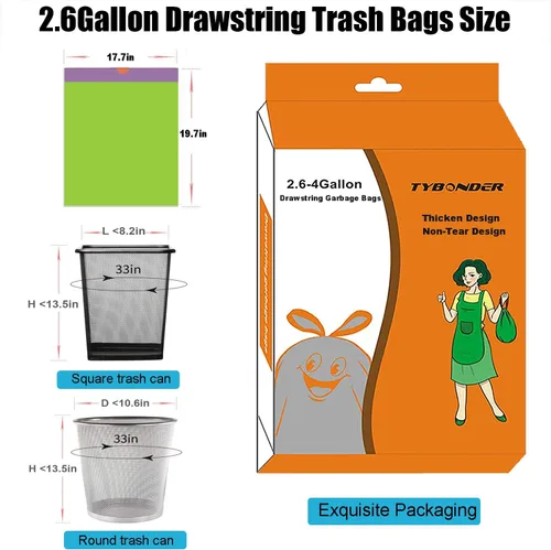 Miniatura 6 de Bolsas de basura pequeñas de 2.6 a 6 galones con cordón grueso, bolsas de basura pequeñas extra fuertes de 4 galones, bolsas de basura sin perfume