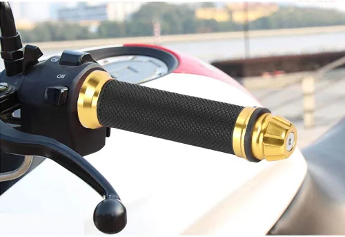 Miniatura 4 de Empuñaduras de manillar de motocicleta, empuñaduras de goma con extremo de aluminio, universales para barra de mango de 7/8 "(22 mm) (dorado)