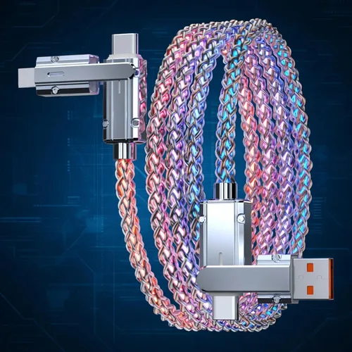 Miniatura 17 de Cable USB PD cargador rápido iluminado (USB 4 en 1 azul), soporta transferencia de datos, se puede utilizar como luz nocturna, longitud del cable