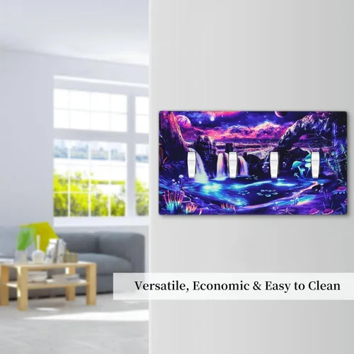 Miniatura 471 de Cubiertas de placa de pared de 3 gang con interruptor de luz de triple palanca, en negro y dorado con esplendor de oro rosa, estampado floral