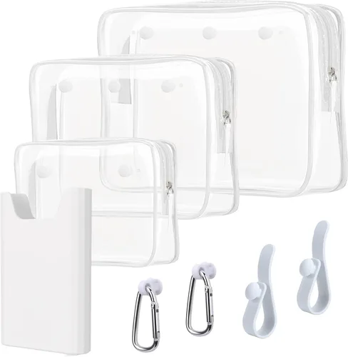 Miniatura 9 de 3 Paquetes de Bolsas de Playa Tote Bogg Transparentes con 2 Ganchos de Inserción Accesorios para Bolsas Bogg Viaje Maquillaje Organizador
