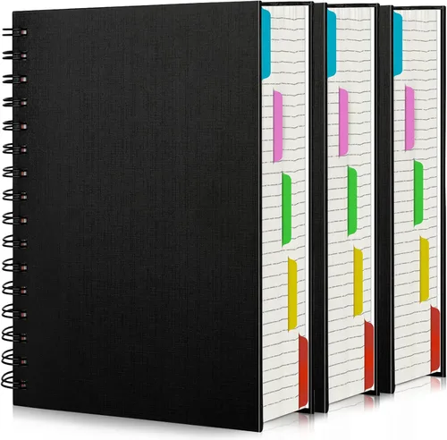 Miniatura 23 de EUSOAR - Cuaderno en espiral de tapa dura para universidad, rayado, paquete de 3 cuadernos A5 de 5.5"x8.3", con 5 divisiones, para escritura, tapa