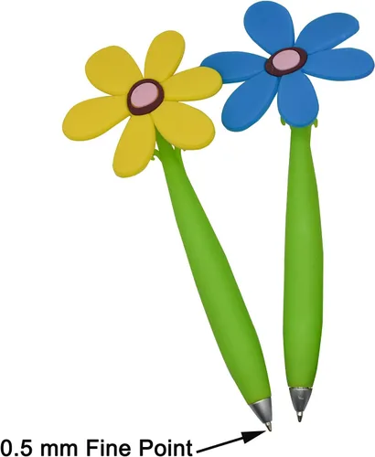 Miniatura 6 de Maydahui Juego de 4 bolígrafos de flores con soporte para macetas en el escritorio, bonito diseño creativo colorido para fiesta de estudiantes, día