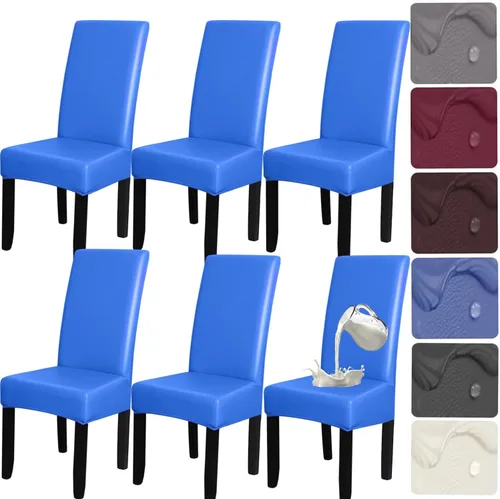 Miniatura 16 de HFCNMY Juego de 6 fundas para sillas de comedor, elásticas, impermeables, de poliuretano, color negro, fundas suaves para sillas de comedor, fundas
