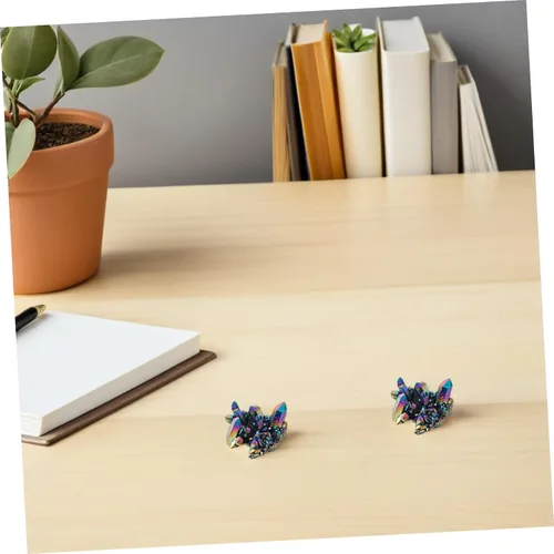Miniatura 9 de EXCEART Decoración de piedras naturales con chip de cristal curativo, adornos de cristales y piedras, racimo de aragonita natural, geoda drusa