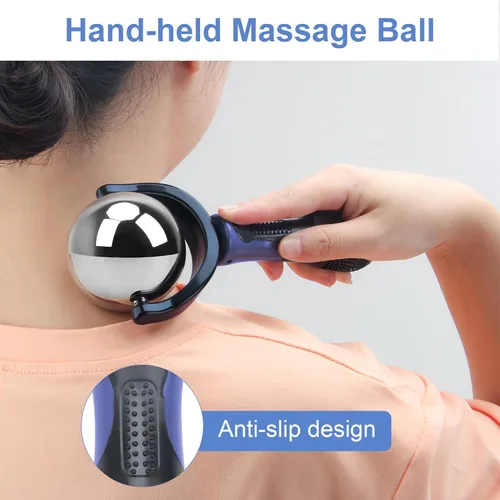 Miniatura 4 de Catcan Bola de rodillo de masaje frío, alivio de terapia de frío, bola de rodillo de hielo portátil con asa, gran herramienta para el dolor de Azul