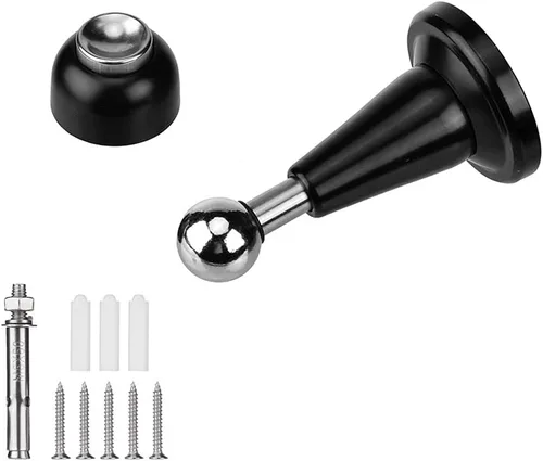 DS-002 Tope magnético de acero inoxidable con cierre suave en negro plano, montaje en pared (negro 1 unidad)