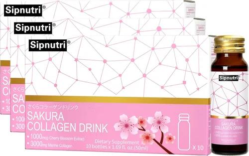Sakura - Bebida de colágeno – Péptidos marinos hidrolizados con extracto de flor de cerezo y mangostán, hidratación y elasticidad, soporte