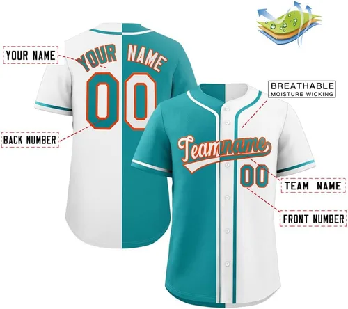 Miniatura 2 de Camiseta de béisbol dividida personalizada con botones y número de nombre cosido personalizado para hombres/mujeres/niños