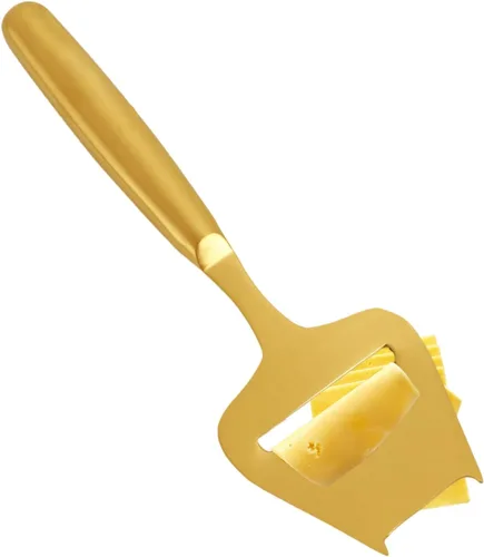 Cortador y cortador de queso dorado de acero inoxidable para bloque y queso semiduro, cuchillo plano de mano, Cortador de Queso, dorado