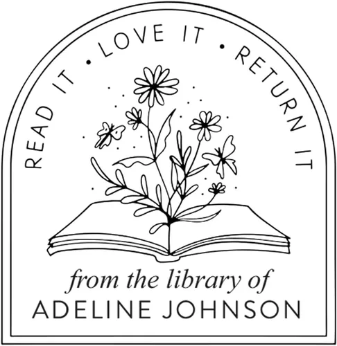Stamp By Me - Grabador de libros personalizado | Grabador automático | Sello de libro personalizado | Diseño floral de sello de biblioteca