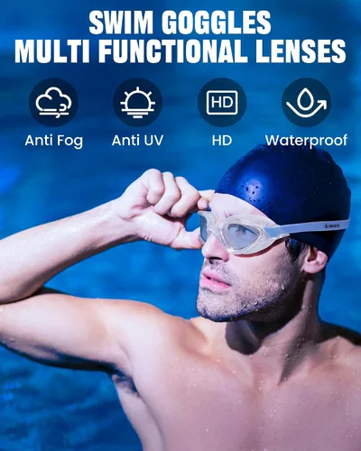 Miniatura 2 de Keary Gafas de natación para adultos para hombres y mujeres, gafas de natación para jóvenes, protección UV, antivaho, gafas de agua para piscina Azul