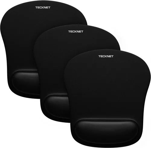 Miniatura 12 de TECKNET - Almohadilla para mouse con soporte de muñeca, ergonómica para videojuegos, alivio del dolor, portátil y cómoda, para computadora, Negro