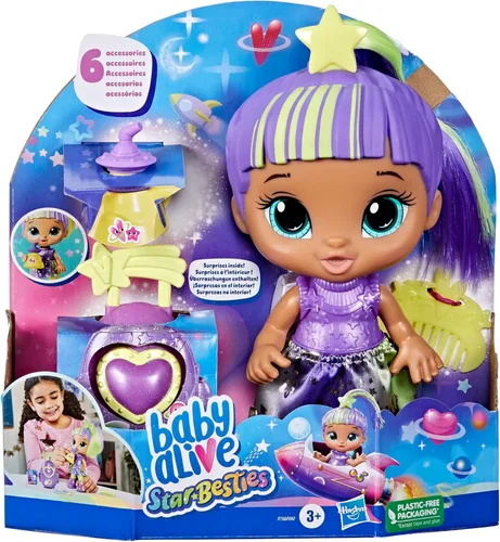 Miniatura 2 de Muñeca Baby Alive Star Besties, Lovely Luna, muñeca temática del espacio de 8 pulgadas para niños y niñas de 3 años en adelante, accesorios
