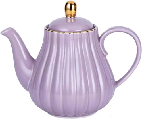 Miniatura 4 de YBK Tech Strengthen - Tetera de porcelana, tetera de cerámica de 31 onzas, diseño de rayas (rosa)