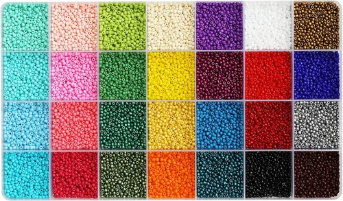 Miniatura 9 de Tamaño 2mm Cuentas de Semillas 24 Colores de Crayones en Caja de Almacenamiento en Rejilla Total Aproximadamente 20000 Piezas, 12/0 Pequeñas Cuentas