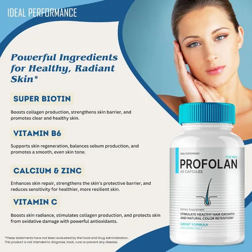 Miniatura 5 de Profolan cápsulas para el crecimiento del cabello, píldoras de suplemento Profolan, máxima fuerza, promueve un cabello más fuerte y grueso, combate