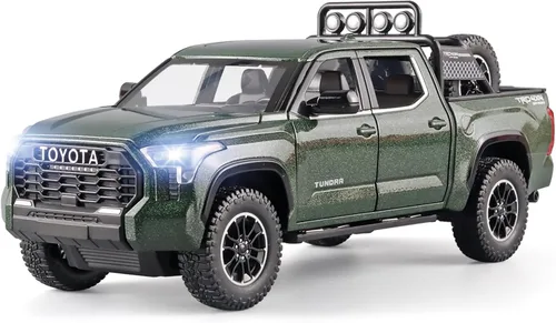 OANMYJJO Camiones de juguete para niños 1/24 Tundra modelo de metal fundido a troquel de juguete, modelo de automóvil con luz y sonido, camiones de