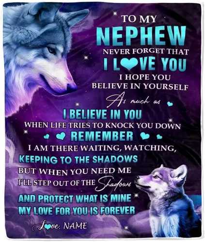 Miniatura 27 de Manta personalizada con texto en inglés «To My Nephew from Aunt Uncle Auntie I Love You Hugs» (texto en inglés) con texto en inglés «To My Nephew»