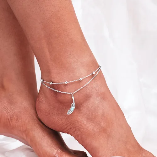 Miniatura 61 de CHIC & ARTSY Tobilleras de plata de ley S925 para mujer, pulsera de tobillo ajustable multicapa para playa, joyería de verano para mujer, de 10 a 11