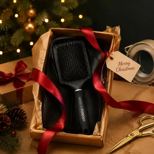 Miniatura 8 de FIXBODY Cepillo de paleta con un cojín grande, cepillo desenredante suavizante para cabello largo y grueso, tanto húmedo como seco, negro mate