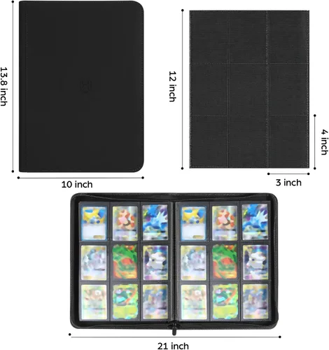 Miniatura 2 de Carpeta de Tarjetas de 9 Bolsillos con Cremallera, Libro Portatarjetas de 648 Bolsillos, Carpeta con Cremallera de Cubierta de PU Premium, Carpeta