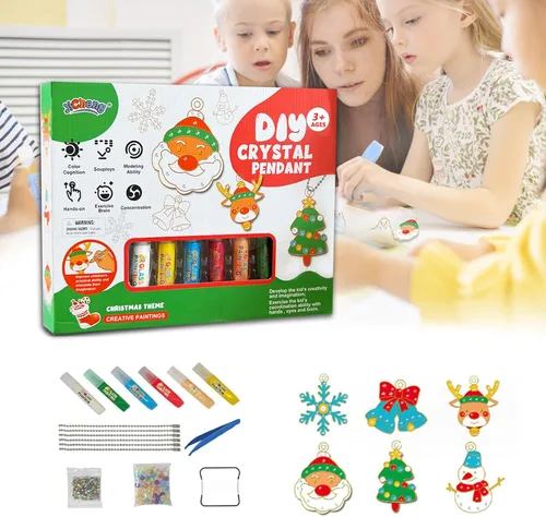 Miniatura 9 de Juego de manualidades y manualidades de pintura de cristal, kit de colgante de cristal para bricolaje, arte de pintura de ventana, kit de colgante