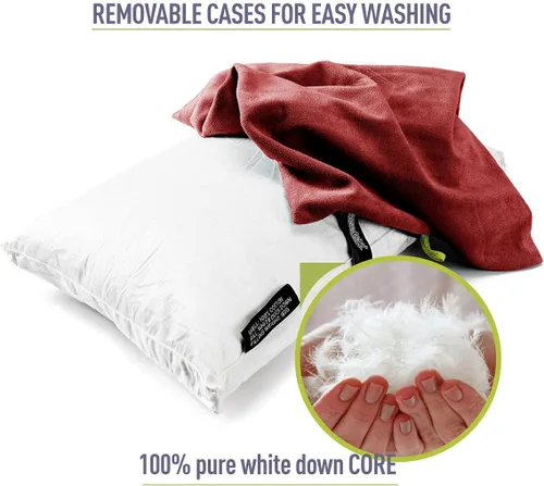 Miniatura 3 de ZOOOBELIVES Almohada de camping rellena de plumón para viajes, funda suave lavable, cojín de campamento pequeño para cuello y soporte lumbar sobre