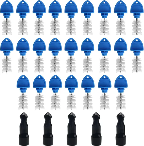 30 tapas y cepillo para grifo de cerveza, 25 cepillos de tapa/5 tapones de borrador de goma, tapas de grifo de cerveza para limpieza (azul)